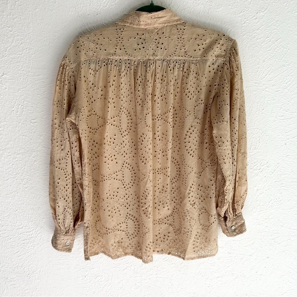 Nili Lotan Andree Eyelet Shirt in Barley sz Small - Picture 4 of 6